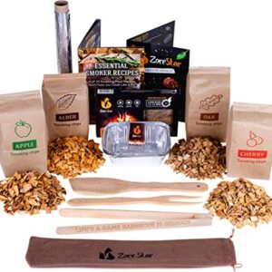 Zorestar Grill Cooking Set for Smoking: Wood Chips Variety/Smoker Box/BBQ Tools and Other Smoking/Grilling Accessories for Men Husband dad